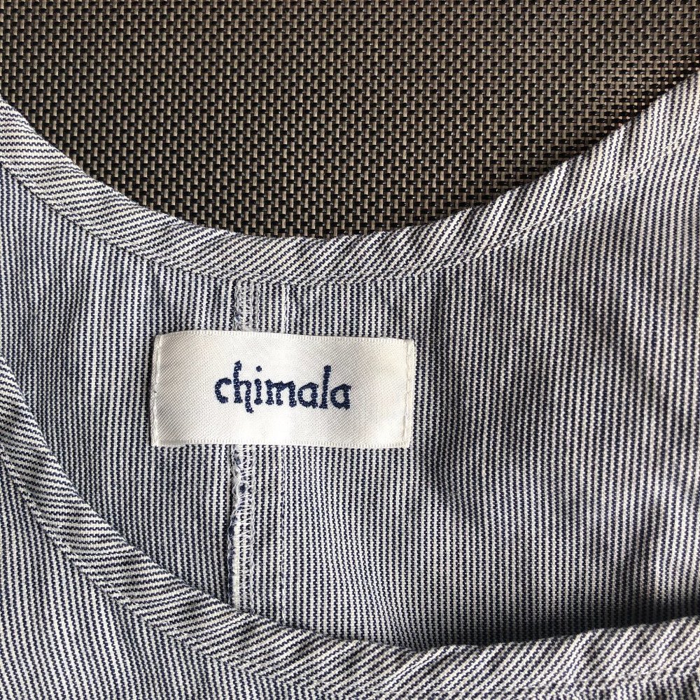 Chimala Racerback Tank, Japanese textured cotton, thin stripes blue and white - Picture 6 of 8